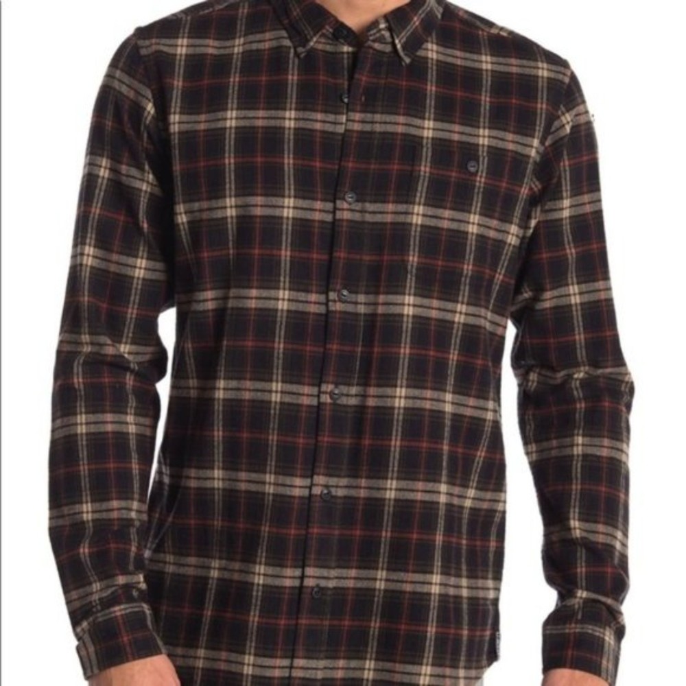 Ezekiel Black LS Flannel Button Down Shirt Small